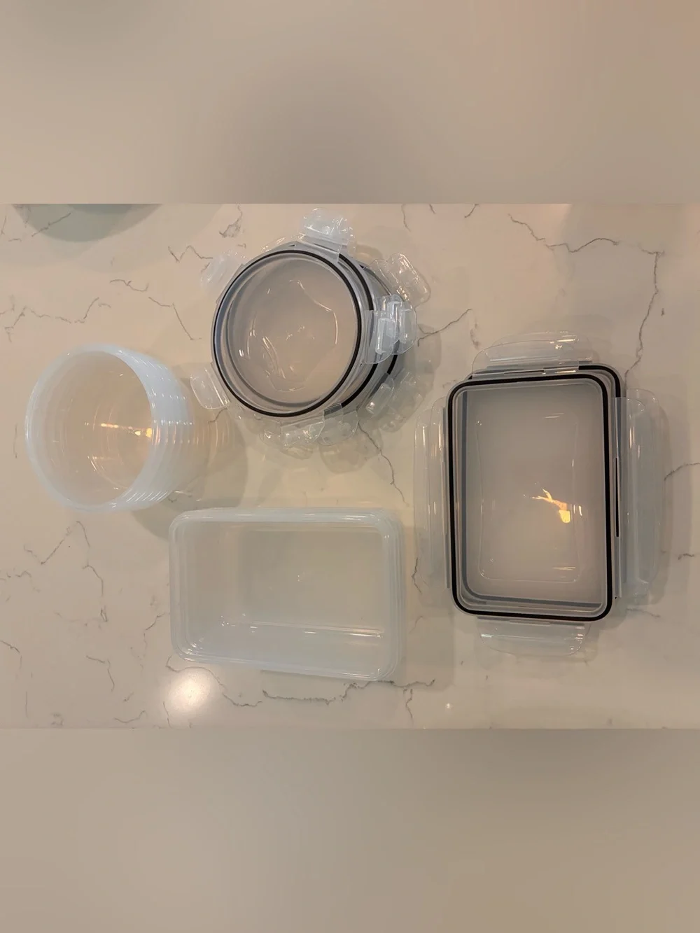 Clear Plastic Food Storage Containers with Black Seal - Set